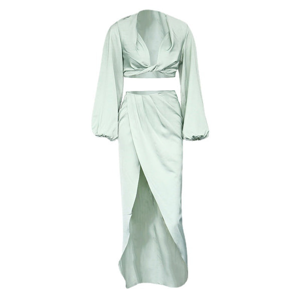 Amal Two Piece Satin Top & Skirt